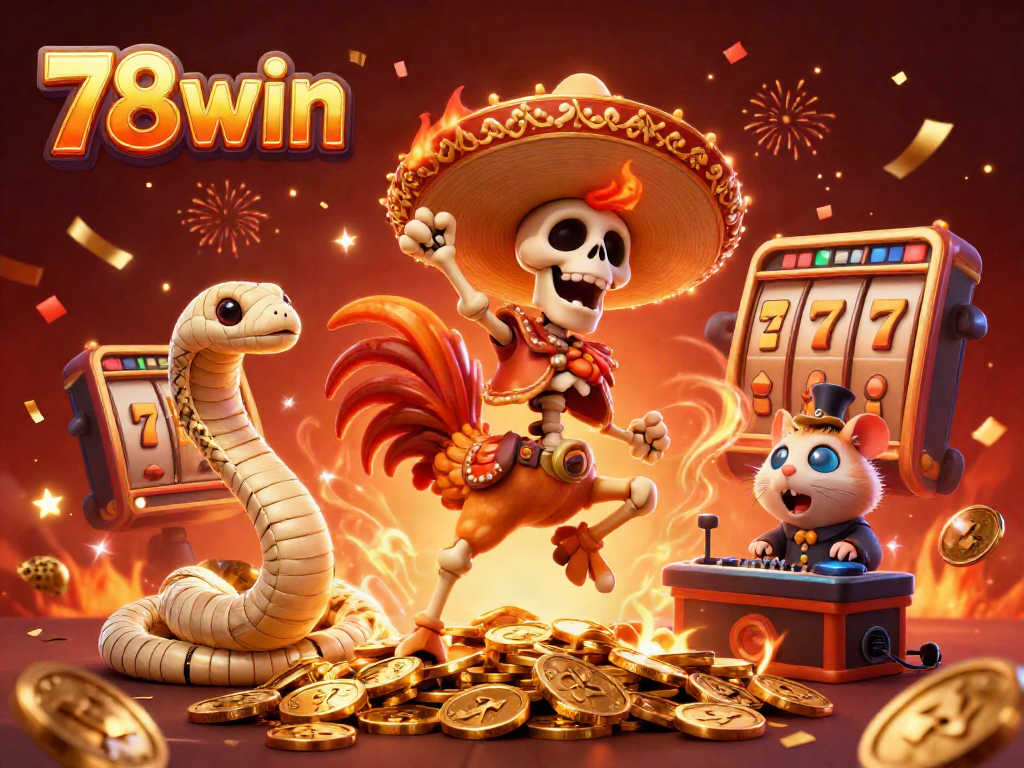 Engage with 78win's exciting casino atmosphere featuring vibrant characters and thrilling elements.