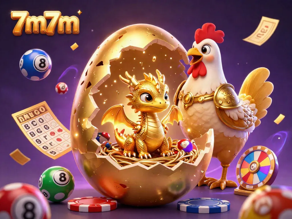 Engaging illustration of 7m7m with a golden dragon and vibrant lottery elements depicting winning excitement.